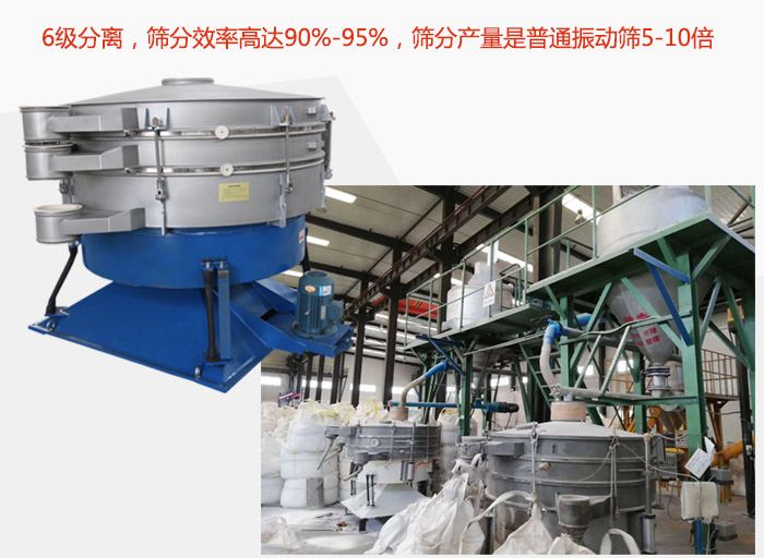 搖擺篩采用6級(jí)分離，篩分效率高達(dá)90%-95%，篩分產(chǎn)量是普通振動(dòng)篩5-10倍
