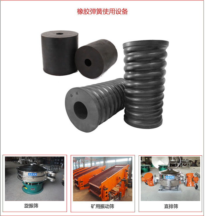 橡膠彈簧適用設備：旋振篩，礦用振動篩，直排篩等