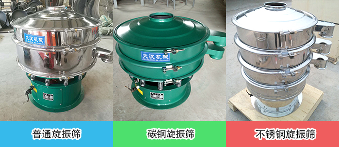醫(yī)藥振動篩常見材質展示：碳鋼＋不銹鋼，不銹鋼，碳鋼等材質展示