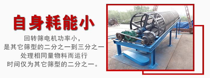 滾筒篩耗能小，使用壽命長，維修方便