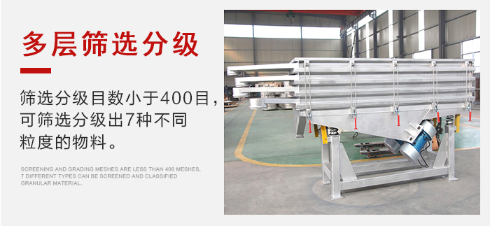 石子振動(dòng)篩多層篩選分級(jí)能夠同時(shí)篩分2-7種物料。