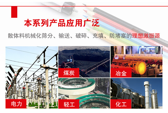 yzs振動(dòng)電機(jī)多用于物料的篩分，輸送（短距離），破碎，充填等作用。